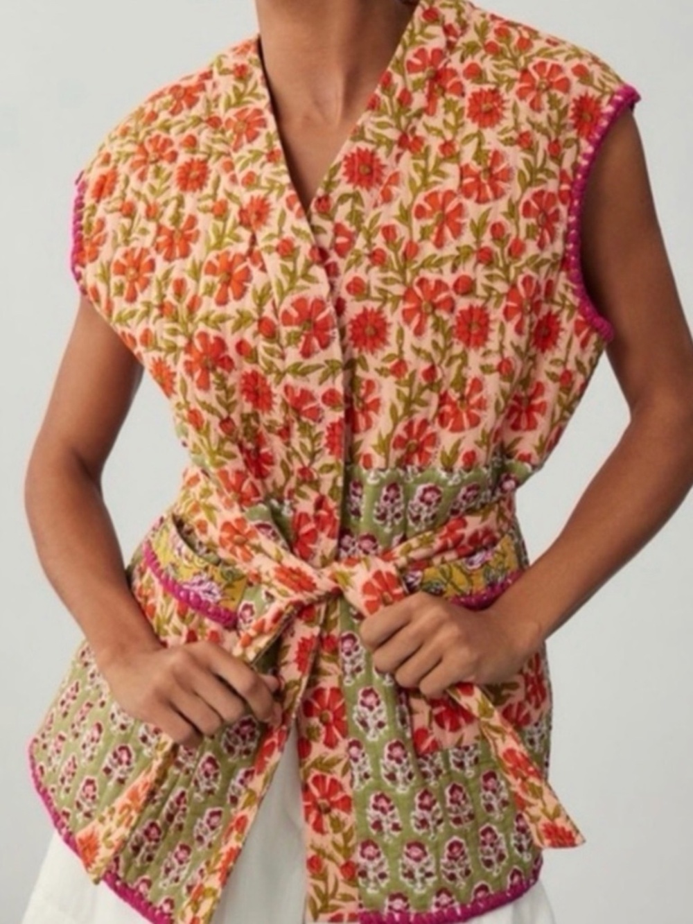 Anthropologie Reversible Quilted Floral Vest